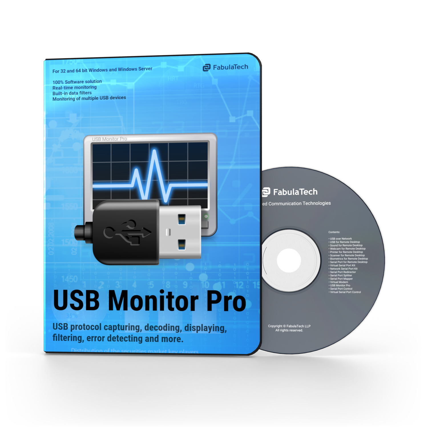 USB Monitor Pro box and CD, printable (png 1500x1500)